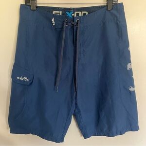 Salt Life SLX-QD Mens Board Shorts‎ Swim Trunks Navy Size 30 Spell Out Skull